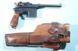 NEAR MINT WWI MAUSER MILITARY C96 BROOMHANDLE RED 9 SEMI-AUTOMATIC PISTOL WITH MATCHING HOLSTER STOCK. - 1 of 8