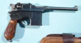 NEAR MINT WWI MAUSER MILITARY C96 BROOMHANDLE RED 9 SEMI-AUTOMATIC PISTOL WITH MATCHING HOLSTER STOCK. - 2 of 8