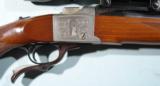 RUGER NO. 1 7MM MAG. JOHN WARREN ENGRAVED RIFLE WITH SCOPE. CA. 1980. - 2 of 10