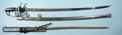 IDENTIFIED U.S. MODEL 1902 ARMY OFFICER’S SABER AND SWAGGER STICK OF COL. WALTER B. MORROW, U.S. INF. CA. WW2.