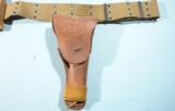 EXCELLENT IDENTIFIED WW2 BOYT U.S. ARMY MODEL 1911A1 HOLSTER DATED 1942 WITH WEB BELT AND MAGAZINE POUCH.
- 4 of 5