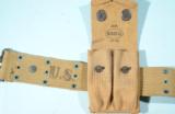 EXCELLENT IDENTIFIED WW2 BOYT U.S. ARMY MODEL 1911A1 HOLSTER DATED 1942 WITH WEB BELT AND MAGAZINE POUCH.
- 3 of 5