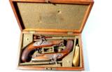 CASED PAIR BRITISH HENRY TATHAM JR. PERCUSSION OFFICER’S GREAT COAT PISTOLS CIRCA 1840’S. - 2 of 10