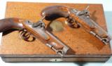 CASED PAIR BRITISH HENRY TATHAM JR. PERCUSSION OFFICER’S GREAT COAT PISTOLS CIRCA 1840’S. - 1 of 10