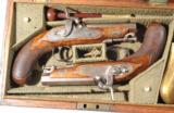 CASED PAIR BRITISH HENRY TATHAM JR. PERCUSSION OFFICER’S GREAT COAT PISTOLS CIRCA 1840’S. - 3 of 10