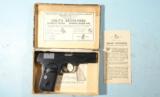 COLT MODEL 1908 HAMMERLESS .380 ACP CAL. PISTOL CIRCA 1922 IN ORIGINAL BOX. - 1 of 7