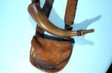 FINE PENNSYLVANIA LONGRIFLE HUNTING BAG, HORN AND HUNTING KNIFE CIRCA EARLY 1800’S. - 2 of 8