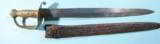 SCARCE AMES U.S.N. MODEL 1841 NAVAL CUTLASS DATED 1845 WITH RARE 1ST TYPE SCABBARD. - 1 of 11
