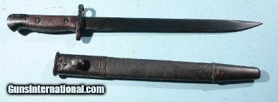 WW2 BRITISH INDIA PATTERN NWR ENFIELD SMLE PATTERN 1907 MKII SHORT BAYONET & SCABBARD.