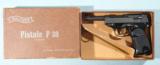 WALTHER P-38 OR P38 ONE LINE SLIDE 9MM NON IMPORT PISTOL IN BROWN BOX, CIRCA 1962.
- 1 of 7