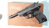 WALTHER P-38 OR P38 ONE LINE SLIDE 9MM NON IMPORT PISTOL IN BROWN BOX, CIRCA 1962.
- 2 of 7