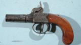 DURS EGG PERCUSSION TURN-BARREL POCKET OR BOOT PISTOL, CIRCA MID 1800'S. - 1 of 6
