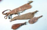 LOT OF FOUR 19TH CENTURY LEATHER SHOT BAGS.
- 1 of 2