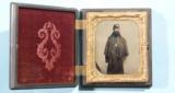 CIVIL WAR 1/6TH PLATE AMBROTYPE OF IDENTIFIED OHIO UNION SOLDIER WITH INSCRIBED UNION GUTTA PERCHA CASE CA. 1861. - 1 of 6