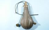 LARGE SIZE CAPEWELL COPPER SPORTING POWDER FLASK WITH ORIGINAL GREEN TASSLE CORD. 