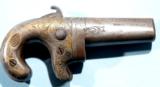 EXCELLENT MOORE’S PATENT #1 SINGLE SHOT BRASS FRAME .41 RF CAL. DERINGER CA. 1860’S. - 1 of 7