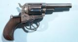 1ST YEAR COLT MODEL 1877 BLUED .38 CF CAL. 3 ½” LIGHTNING D.A. REVOLVER W/ CHECKERED ROSEWOOD FACTORY GRIPS. - 1 of 11