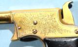 ENGRAVED GOLD PLATED REMINGTON SAW HANDLE .22RF VEST POCKET DERRINGER CA. 1860’S. - 3 of 8
