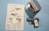 ASTRA MODEL 200 SEMI-AUTO .25 ACP CAL. PISTOL CA. 1920’S IN ORIG. BOX W/ADVERTISING FLYER. - 4 of 7