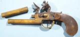 LIEGE FLINTLOCK OVER/UNDER TAP ACTION BRASS BELT PISTOL CIRCA EARLY 1800’S WITH ORIG. HOLSTER & CLAY OLD PIPE. - 4 of 7