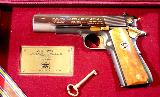 AUTO-ORDNANCE WW2 AMER. HISTORICAL ASSN. COMMEMORATIVE 1911-A1 OR 1911A1 PISTOL CA. 1985 NIB IN DISPLAY CASE W/PAPERS. - 2 of 8