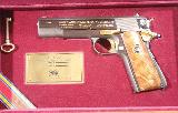 AUTO-ORDNANCE COLT 1911A1 WW2 WWII AMER. HISTORICAL ASSN. COMMEMORATIVE 1911-A1 PISTOL CIRCA 1985 IN ORIG. DISPLAY CASE W/PAPERS. - 4 of 5