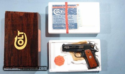 COLT CUSTOM SHOP SERIES 80 OFFICER’S COMMENCEMENT .45 ACP UNFIRED NEW IN BOX W/DISPLAY CASE.