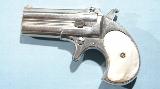 REMINGTON ARMS CO. O/U .41RF DOUBLE DERRINGER W/FACTORY PEARL GRIPS CA. 1880’S. - 2 of 6