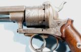 CIVIL WAR ERA ENGRAVED BELGIAN PINFIRE 9MM DOUBLE ACTION REVOLVER.
- 3 of 6