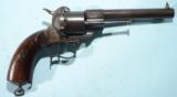 CIVIL WAR LEFAUCHEUX MODEL 1854 SINGLE ACTION 12 MM PINFIRE CAVALRY REVOLVER CIRCA 1861. - 2 of 6