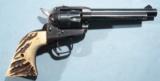 EARLY
1955 OLD MODEL RUGER SINGLE SIX .22LR 5 1/2" BLUE SINGLE ACTION REVOLVER WITH STAG GRIPS. - 1 of 6