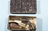 SCARCE REMINGTON-BEALS 1ST MODEL PERCUSSION POCKET REVOLVER IN ORIG. FACTORY CARDBOARD BOX W/FLASK CA. 1850’S. - 1 of 6