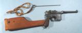 WWI OR WW1 MAUSER C96 BROOMHANDLE RED-9 OR RED 9 9MM PISTOL WITH RARE MATCHING SHOULDER STOCK HOLSTER & ACC. - 1 of 9