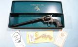 NEW IN BOX 1ST YEAR COLT BUNTLINE SPECIAL .45LC 12" SINGLE ACTION ARMY SAA BLUE REVOLVER, CIRCA 1957. - 1 of 11