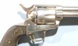 NEW IN BOX COLT MODEL 1873 SINGLE ACTION ARMY 2ND YEAR OF 2ND GEN .38SPL NICKEL 7 1/2" REVOLVER, CIRCA 1957. - 4 of 10