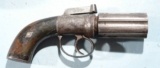 EARLY BRITISH PERCUSSION SELF COCKING BAR HAMMER .36 CAL. BELT MODEL PEPPERBOX CIRCA 1840. - 1 of 8