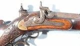 ORNATE SWISS PERCUSSION HEAVY BARREL SCHUTZEN RIFLE BY CASIMIR WEBER DATED 1853. - 3 of 12
