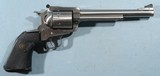 RUGER NEW MODEL SUPER BLACKHAWK STAINLESS STEEL 7 1/2" .44MAG SINGLE ACTION REVOLVER, CIRCA 1982. - 1 of 5