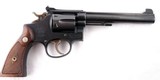 EARLY ORIGINAL SMITH & WESSON K38 OR K-38 TARGET MASTERPIECE PRE-MODEL 14 6" BLUE REVOLVER, CIRCA 1950. - 1 of 7