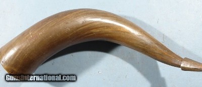 ORIGINAL FRENCH & INDIAN WAR LARGE POWDER HORN INSCRIBED MOSES THAYER OF MENDON 1758-PRESIDENT GEORGE W. BUSH ANCESTOR.