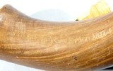 ORIGINAL FRENCH & INDIAN WAR LARGE POWDER HORN INSCRIBED MOSES THAYER OF MENDON 1758-PRESIDENT GEORGE W. BUSH ANCESTOR. - 2 of 5