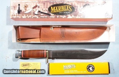 VERY LARGE MARBLES 15" TRAILMAKER BOWIE KNIFE WITH SHEATH NEW IN BOX (80702).