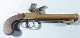 GEORGE III FLINTLOCK BOX LOCK BRASS BLUNDERBUSS PISTOL WITH SPRING BAYONET SIGNED WHEELER / LONDON CIRCA 1800. - 2 of 9