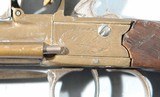 GEORGE III FLINTLOCK BOX LOCK BRASS BLUNDERBUSS PISTOL WITH SPRING BAYONET SIGNED WHEELER / LONDON CIRCA 1800. - 9 of 9