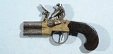 GEORGE III FLINTLOCK TAP ACTION OVER/UNDER TURN BARREL BRASS FRAME POCKET PISTOL SIGNED G. GOODWIN & CO./LONDON CIRCA 1800-10. - 1 of 6