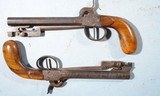 FINE PAIR OF LIEGE, BELGIUM PERCUSSION DAMASCUS BOXLOCK SPRING BAYONET PISTOLS ca. 1850’s. - 3 of 8