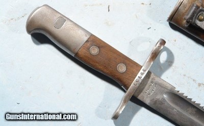 SWISS MODEL 1911 SCHMIDT-RUBIN CARBINE PIONEER BAYONET WITH SCABBARD. - Image 2 of 5