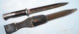 EXCELLENT WW2 MAUSER K98K BAYONET INSPECTED ASW 42 WITH MATCHING SCABBARD AND FROG. - 1 of 4