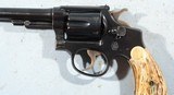 NEAR MINT SMITH & WESSON M&P MILITARY & POLICE MODEL 1905 4TH CHANGE .38 SPECIAL HAND EJECTOR 6" BLUE TARGET REVOLVER WITH STAG GRIPS. - 5 of 9