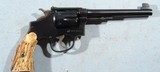 NEAR MINT SMITH & WESSON M&P MILITARY & POLICE MODEL 1905 4TH CHANGE .38 SPECIAL HAND EJECTOR 6" BLUE TARGET REVOLVER WITH STAG GRIPS. - 2 of 9